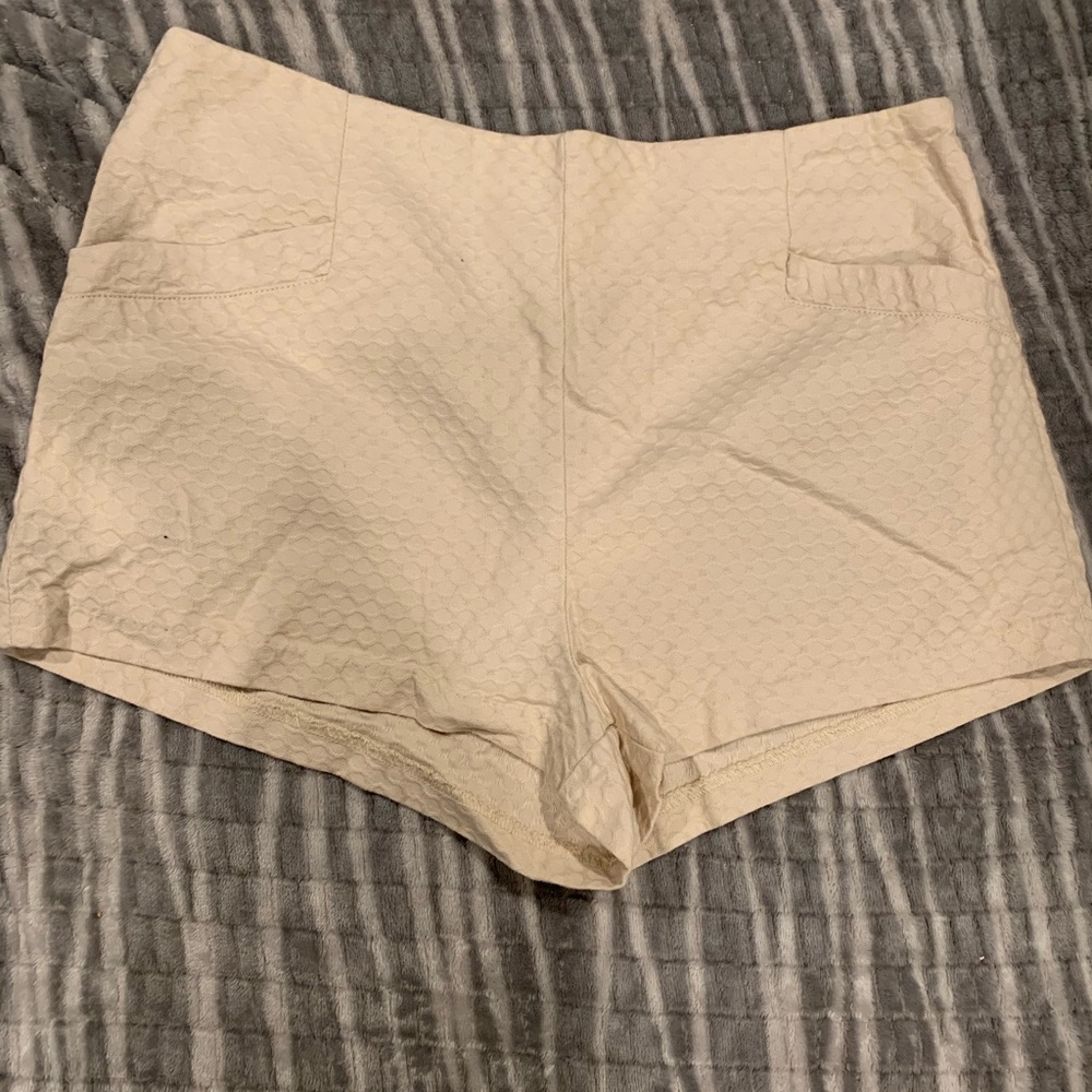Free people embossed high waisted tan shorts